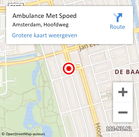Locatie op kaart van de 112 melding: Ambulance Met Spoed Naar Amsterdam, Hoofdweg op 15 november 2020 11:01