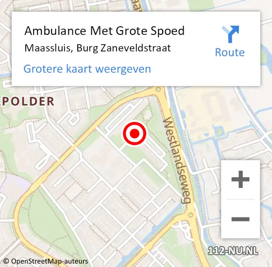 Locatie op kaart van de 112 melding: Ambulance Met Grote Spoed Naar Maassluis, Burg Zaneveldstraat op 15 november 2020 12:28