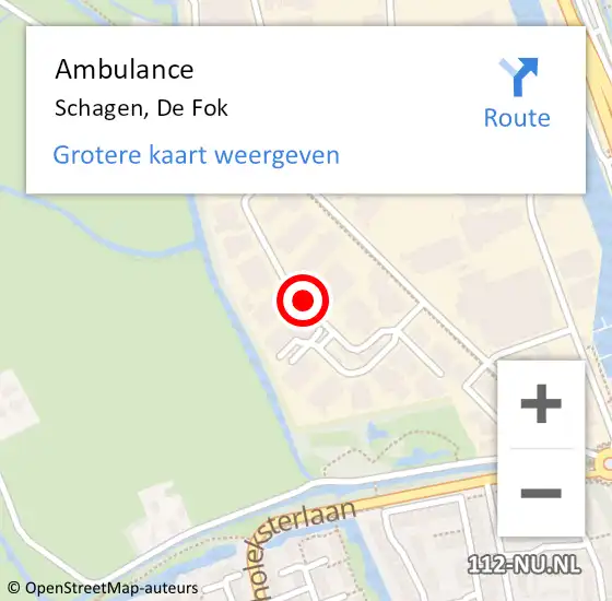 Locatie op kaart van de 112 melding: Ambulance Schagen, De Fok op 15 november 2020 12:29