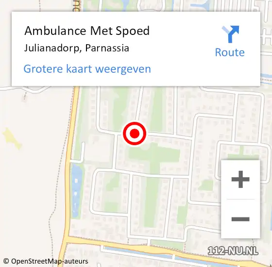 Locatie op kaart van de 112 melding: Ambulance Met Spoed Naar Julianadorp, Parnassia op 15 november 2020 13:52