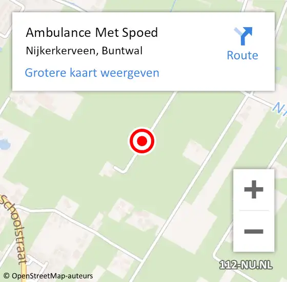 Locatie op kaart van de 112 melding: Ambulance Met Spoed Naar Nijkerkerveen, Buntwal op 15 november 2020 15:08