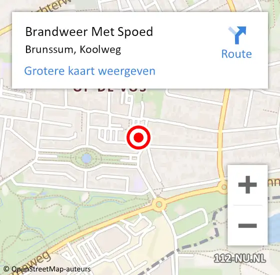 Locatie op kaart van de 112 melding: Brandweer Met Spoed Naar Brunssum, Koolweg op 15 november 2020 15:22