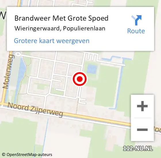 Locatie op kaart van de 112 melding: Brandweer Met Grote Spoed Naar Wieringerwaard, Populierenlaan op 15 november 2020 15:26