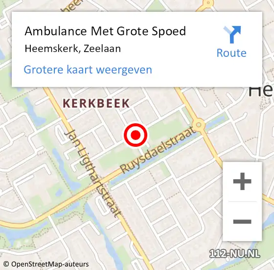 Locatie op kaart van de 112 melding: Ambulance Met Grote Spoed Naar Heemskerk, Zeelaan op 15 november 2020 15:30