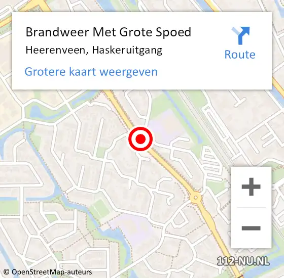 Locatie op kaart van de 112 melding: Brandweer Met Grote Spoed Naar Heerenveen, Haskeruitgang op 15 november 2020 15:55