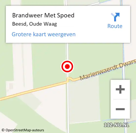 Locatie op kaart van de 112 melding: Brandweer Met Spoed Naar Beesd, Oude Waag op 15 november 2020 17:52