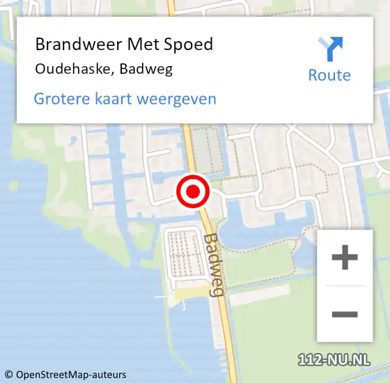 Locatie op kaart van de 112 melding: Brandweer Met Spoed Naar Oudehaske, Badweg op 15 november 2020 18:10