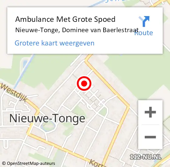 Locatie op kaart van de 112 melding: Ambulance Met Grote Spoed Naar Nieuwe-Tonge, Dominee van Baerlestraat op 24 mei 2014 14:03