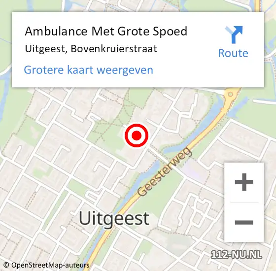 Locatie op kaart van de 112 melding: Ambulance Met Grote Spoed Naar Uitgeest, Bovenkruierstraat op 15 november 2020 18:25