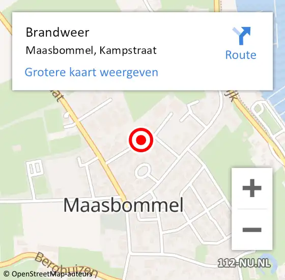 Locatie op kaart van de 112 melding: Brandweer Maasbommel, Kampstraat op 15 november 2020 18:26