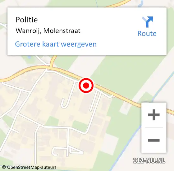 Locatie op kaart van de 112 melding: Politie Wanroij, Molenstraat op 15 november 2020 18:31