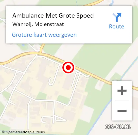 Locatie op kaart van de 112 melding: Ambulance Met Grote Spoed Naar Wanroij, Molenstraat op 15 november 2020 18:32