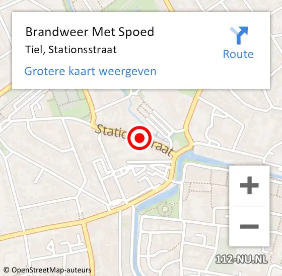 Locatie op kaart van de 112 melding: Brandweer Met Spoed Naar Tiel, Stationsstraat op 15 november 2020 18:57