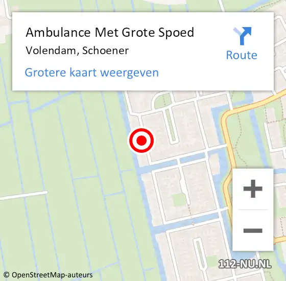 Locatie op kaart van de 112 melding: Ambulance Met Grote Spoed Naar Volendam, Schoener op 15 november 2020 21:27