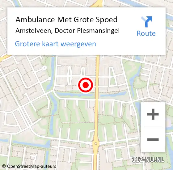 Locatie op kaart van de 112 melding: Ambulance Met Grote Spoed Naar Amstelveen, Doctor Plesmansingel op 15 november 2020 22:07