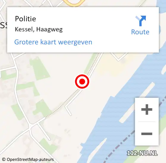 Locatie op kaart van de 112 melding: Politie Kessel, Haagweg op 15 november 2020 22:19