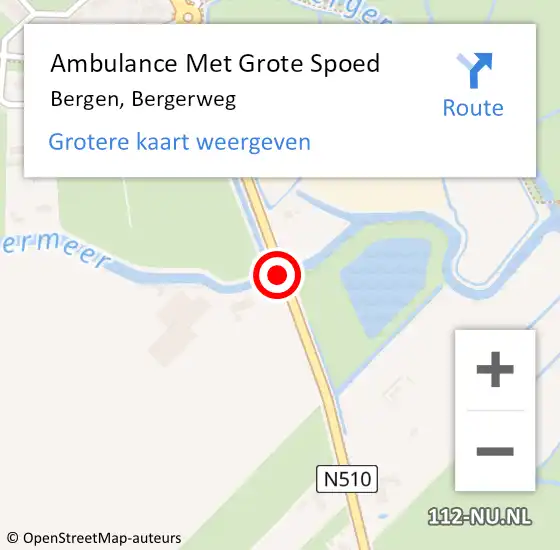 Locatie op kaart van de 112 melding: Ambulance Met Grote Spoed Naar Bergen, Bergerweg op 15 november 2020 23:42