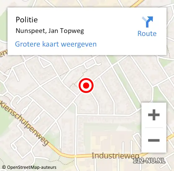 Locatie op kaart van de 112 melding: Politie Nunspeet, Jan Topweg op 16 november 2020 08:46