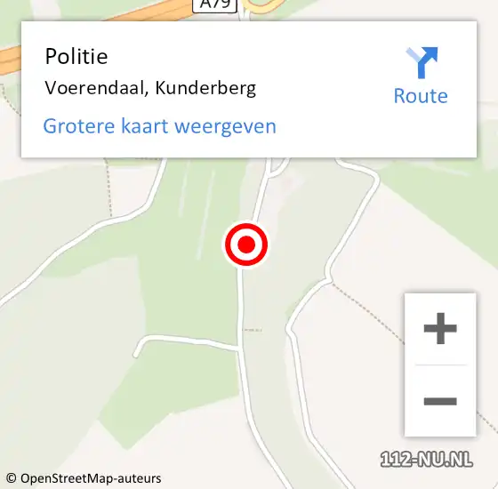 Locatie op kaart van de 112 melding: Politie Voerendaal, Kunderberg op 16 november 2020 09:49