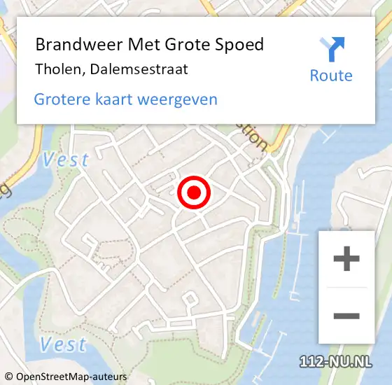 Locatie op kaart van de 112 melding: Brandweer Met Grote Spoed Naar Tholen, Dalemsestraat op 16 november 2020 10:25