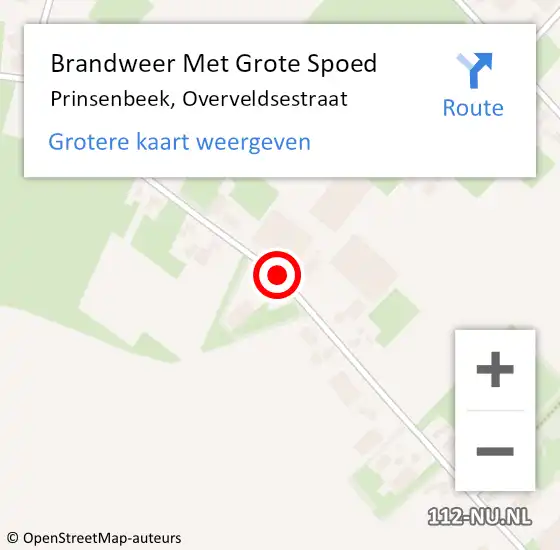 Locatie op kaart van de 112 melding: Brandweer Met Grote Spoed Naar Prinsenbeek, Overveldsestraat op 16 november 2020 10:27