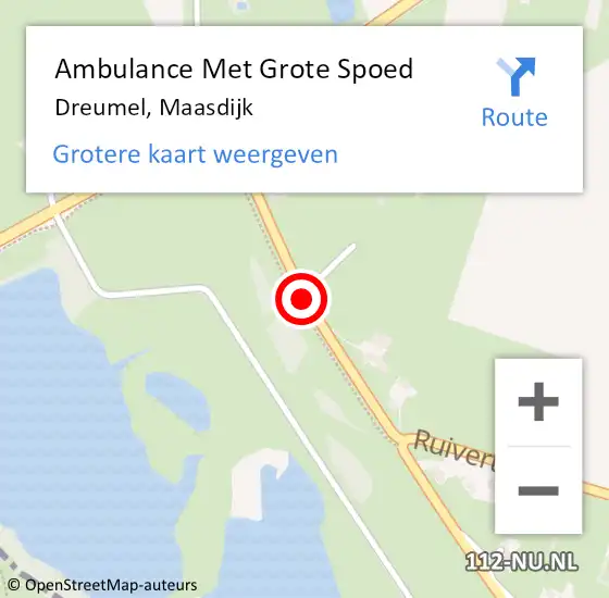 Locatie op kaart van de 112 melding: Ambulance Met Grote Spoed Naar Dreumel, Maasdijk op 16 november 2020 10:53