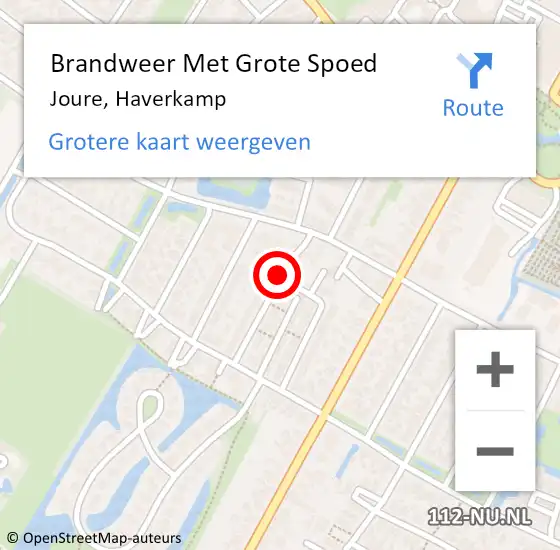 Locatie op kaart van de 112 melding: Brandweer Met Grote Spoed Naar Joure, Haverkamp op 16 november 2020 11:07