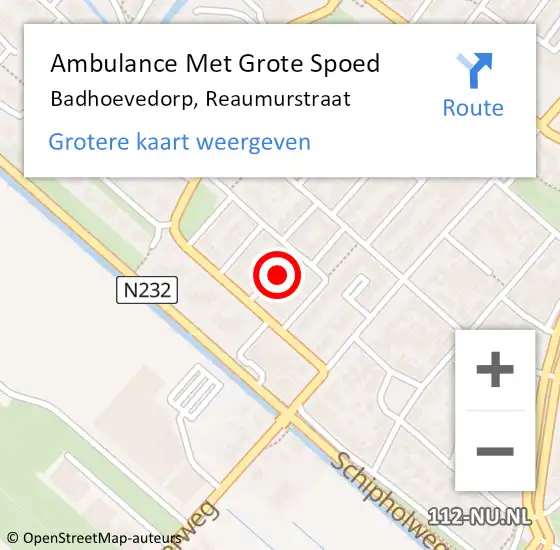 Locatie op kaart van de 112 melding: Ambulance Met Grote Spoed Naar Badhoevedorp, Reaumurstraat op 16 november 2020 11:27