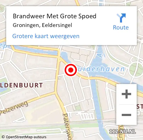 Locatie op kaart van de 112 melding: Brandweer Met Grote Spoed Naar Groningen, Eeldersingel op 16 november 2020 11:44