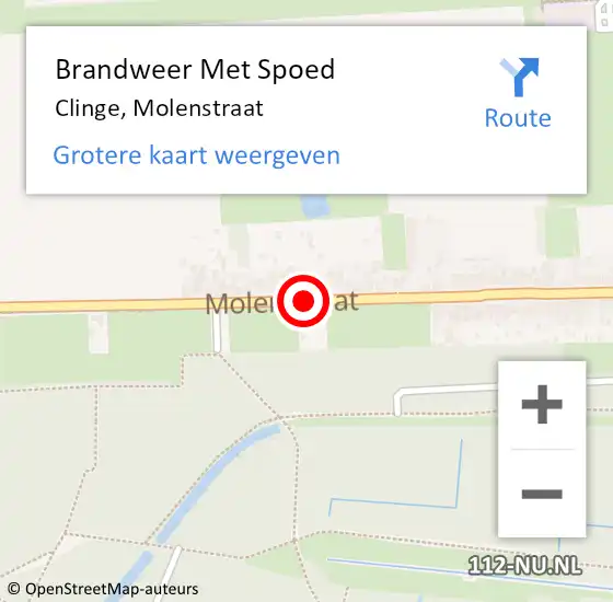 Locatie op kaart van de 112 melding: Brandweer Met Spoed Naar Clinge, Molenstraat op 16 november 2020 12:45