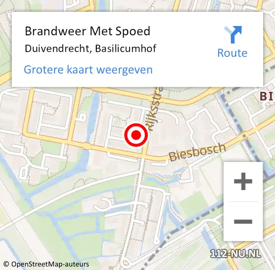 Locatie op kaart van de 112 melding: Brandweer Met Spoed Naar Duivendrecht, Basilicumhof op 16 november 2020 12:49