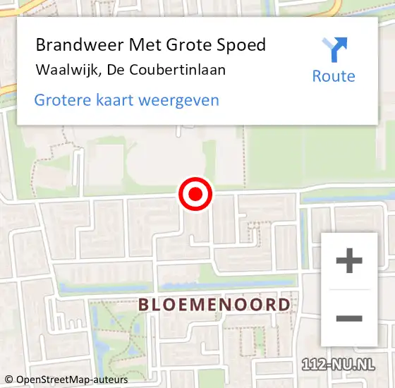 Locatie op kaart van de 112 melding: Brandweer Met Grote Spoed Naar Waalwijk, De Coubertinlaan op 16 november 2020 12:52