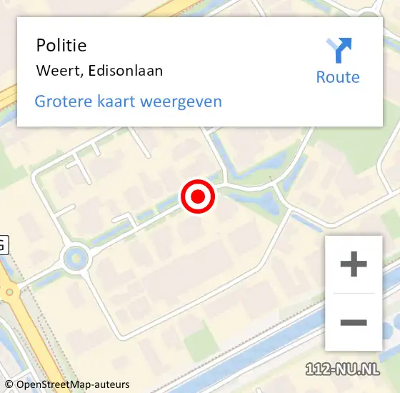 Locatie op kaart van de 112 melding: Politie Weert, Edisonlaan op 16 november 2020 13:24