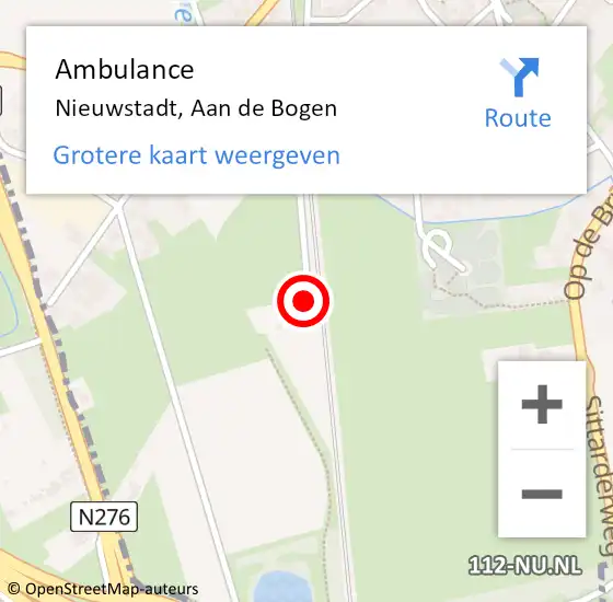 Locatie op kaart van de 112 melding: Ambulance Nieuwstadt, Aan de Bogen op 24 mei 2014 15:32