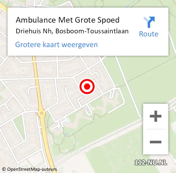 Locatie op kaart van de 112 melding: Ambulance Met Grote Spoed Naar Driehuis Nh, Bosboom-Toussaintlaan op 16 november 2020 13:58