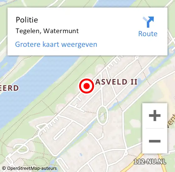 Locatie op kaart van de 112 melding: Politie Tegelen, Watermunt op 16 november 2020 14:00