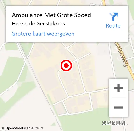 Locatie op kaart van de 112 melding: Ambulance Met Grote Spoed Naar Heeze, de Geestakkers op 16 november 2020 14:28