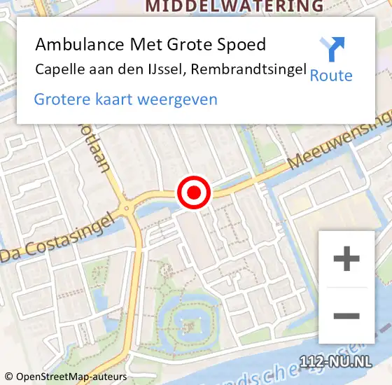 Locatie op kaart van de 112 melding: Ambulance Met Grote Spoed Naar Capelle aan den IJssel, Rembrandtsingel op 16 november 2020 14:45
