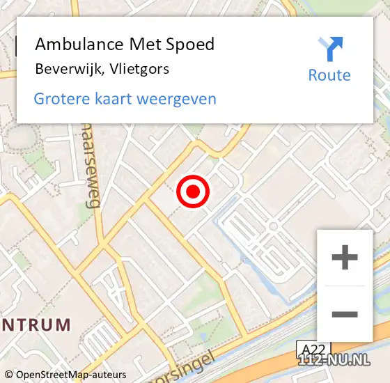 Locatie op kaart van de 112 melding: Ambulance Met Spoed Naar Beverwijk, Vlietgors op 16 november 2020 15:06
