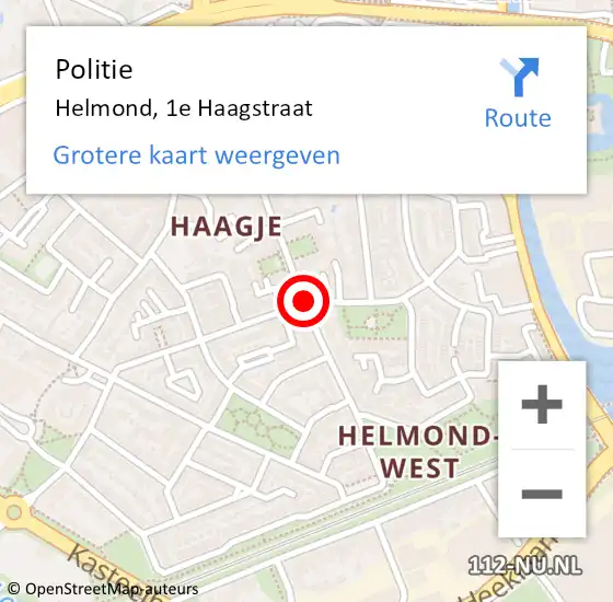 Locatie op kaart van de 112 melding: Politie Helmond, 1e Haagstraat op 16 november 2020 15:28