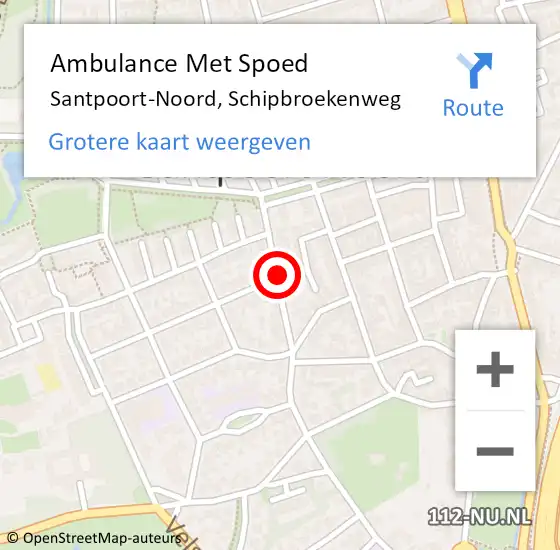 Locatie op kaart van de 112 melding: Ambulance Met Spoed Naar Santpoort-Noord, Schipbroekenweg op 16 november 2020 15:37