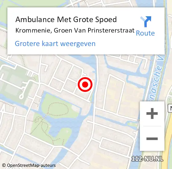 Locatie op kaart van de 112 melding: Ambulance Met Grote Spoed Naar Krommenie, Groen Van Prinstererstraat op 24 mei 2014 15:48