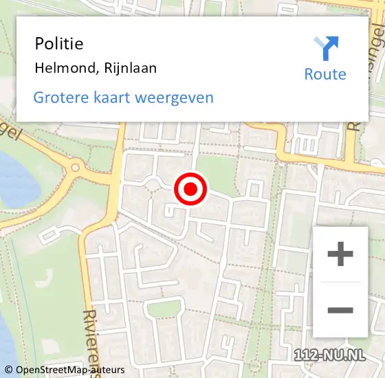 Locatie op kaart van de 112 melding: Politie Helmond, Rijnlaan op 16 november 2020 15:55
