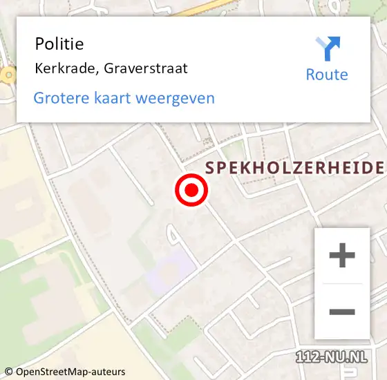 Locatie op kaart van de 112 melding: Politie Kerkrade, Graverstraat op 16 november 2020 16:38