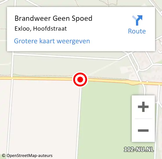 Locatie op kaart van de 112 melding: Brandweer Geen Spoed Naar Exloo, Hoofdstraat op 16 november 2020 16:53