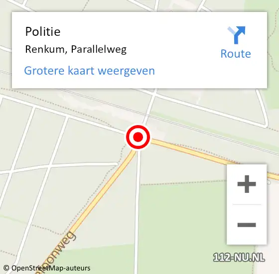 Locatie op kaart van de 112 melding: Politie Renkum, Parallelweg op 16 november 2020 16:57