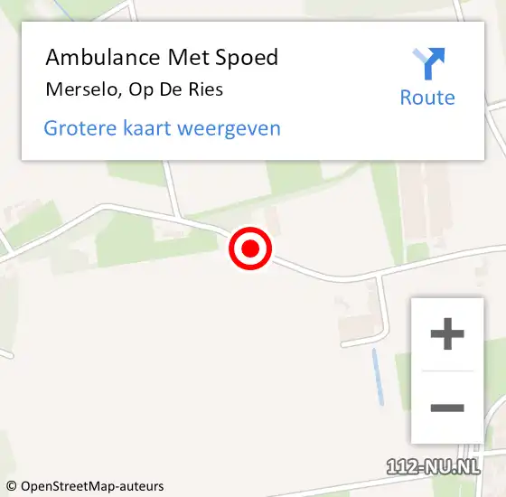 Locatie op kaart van de 112 melding: Ambulance Met Spoed Naar Merselo, Op De Ries op 24 mei 2014 15:58