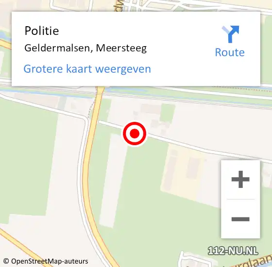 Locatie op kaart van de 112 melding: Politie Geldermalsen, Meersteeg op 16 november 2020 17:08