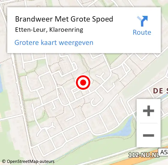 Locatie op kaart van de 112 melding: Brandweer Met Grote Spoed Naar Etten-Leur, Klaroenring op 16 november 2020 18:14