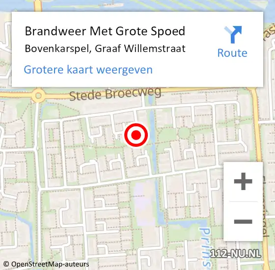 Locatie op kaart van de 112 melding: Brandweer Met Grote Spoed Naar Bovenkarspel, Graaf Willemstraat op 16 november 2020 18:51